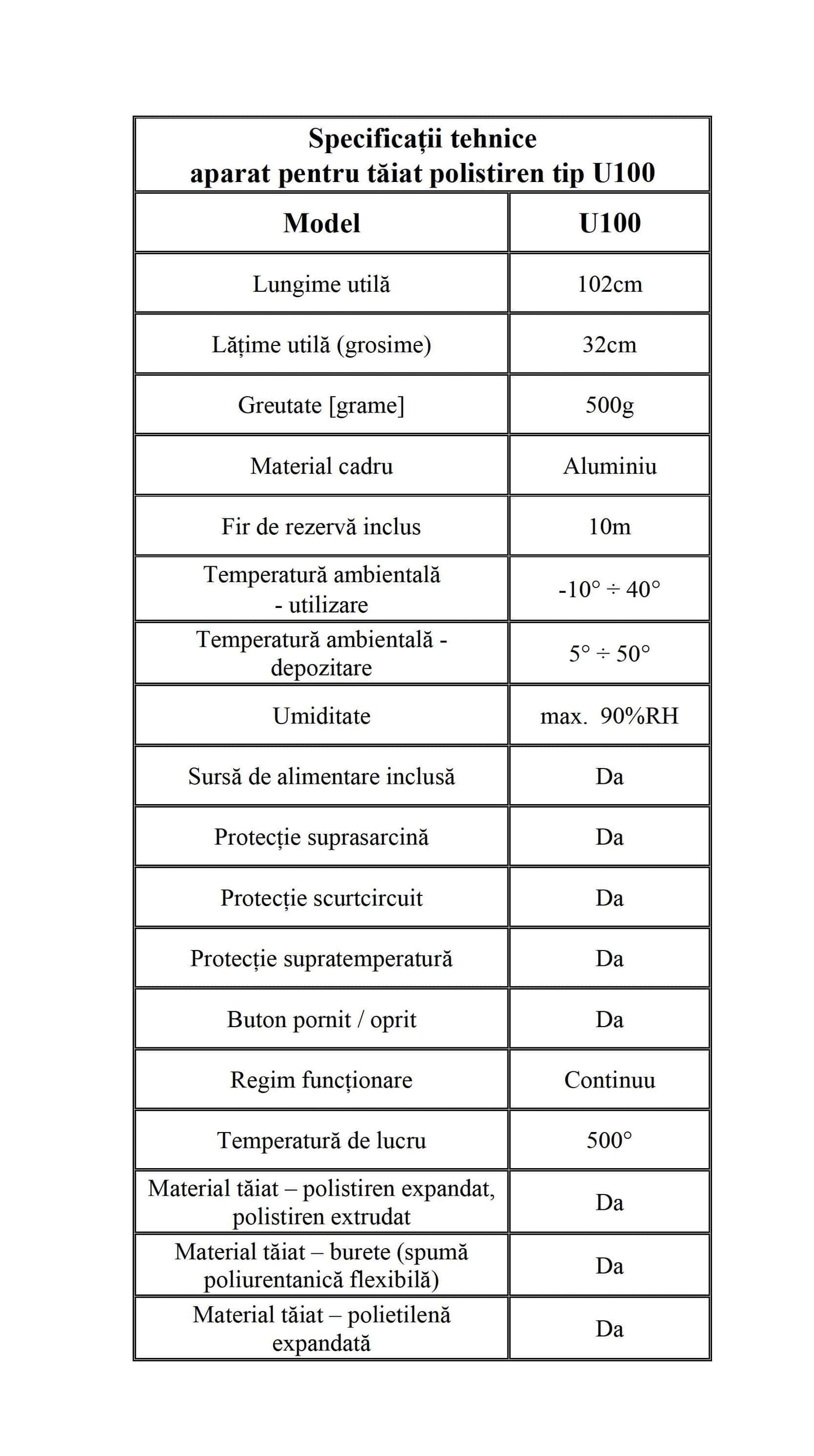 Aparat pentru tăiat polistiren cu fir cald, 100 cm