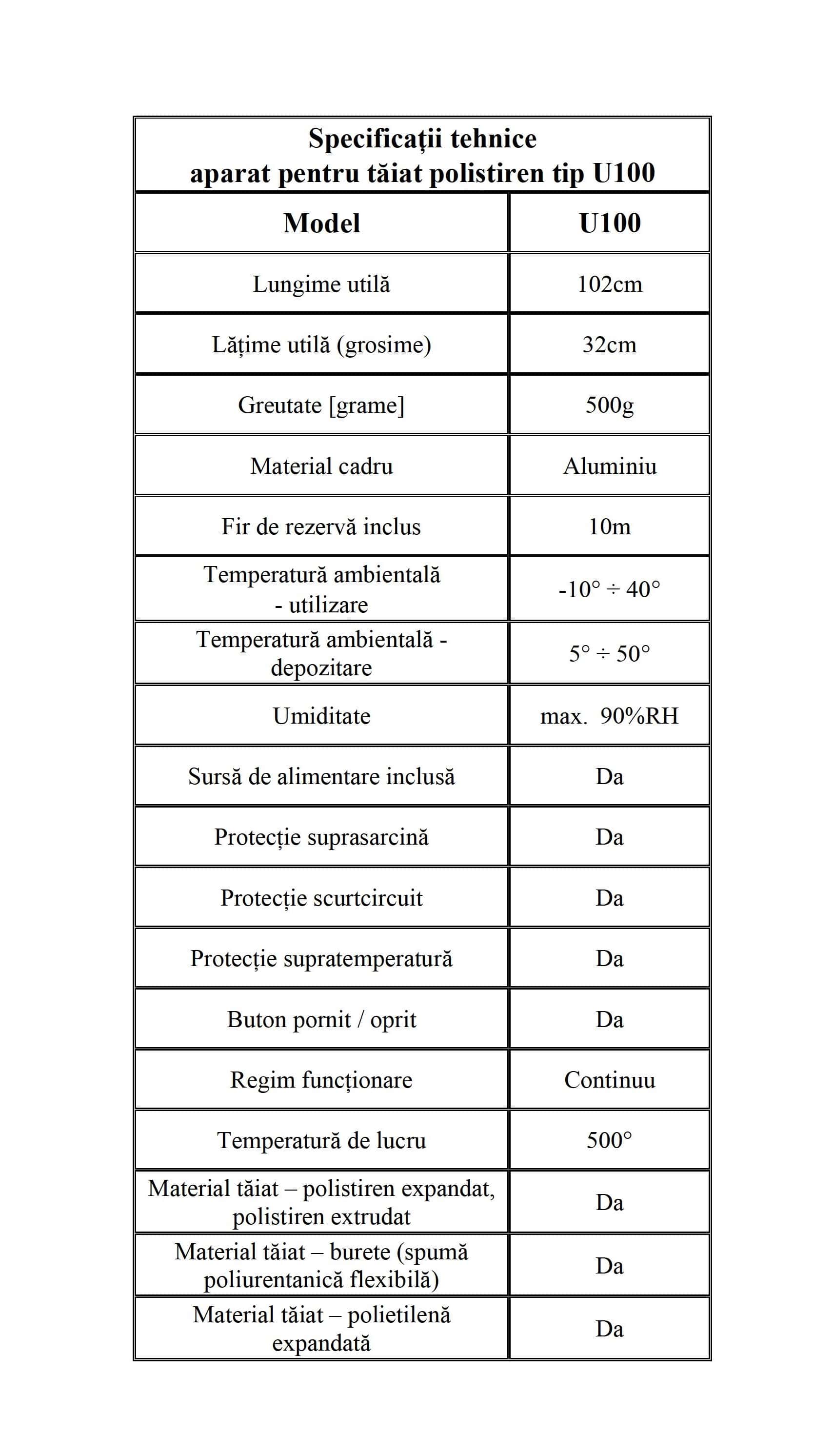 Aparat pentru tăiat polistiren cu fir cald, 100 cm