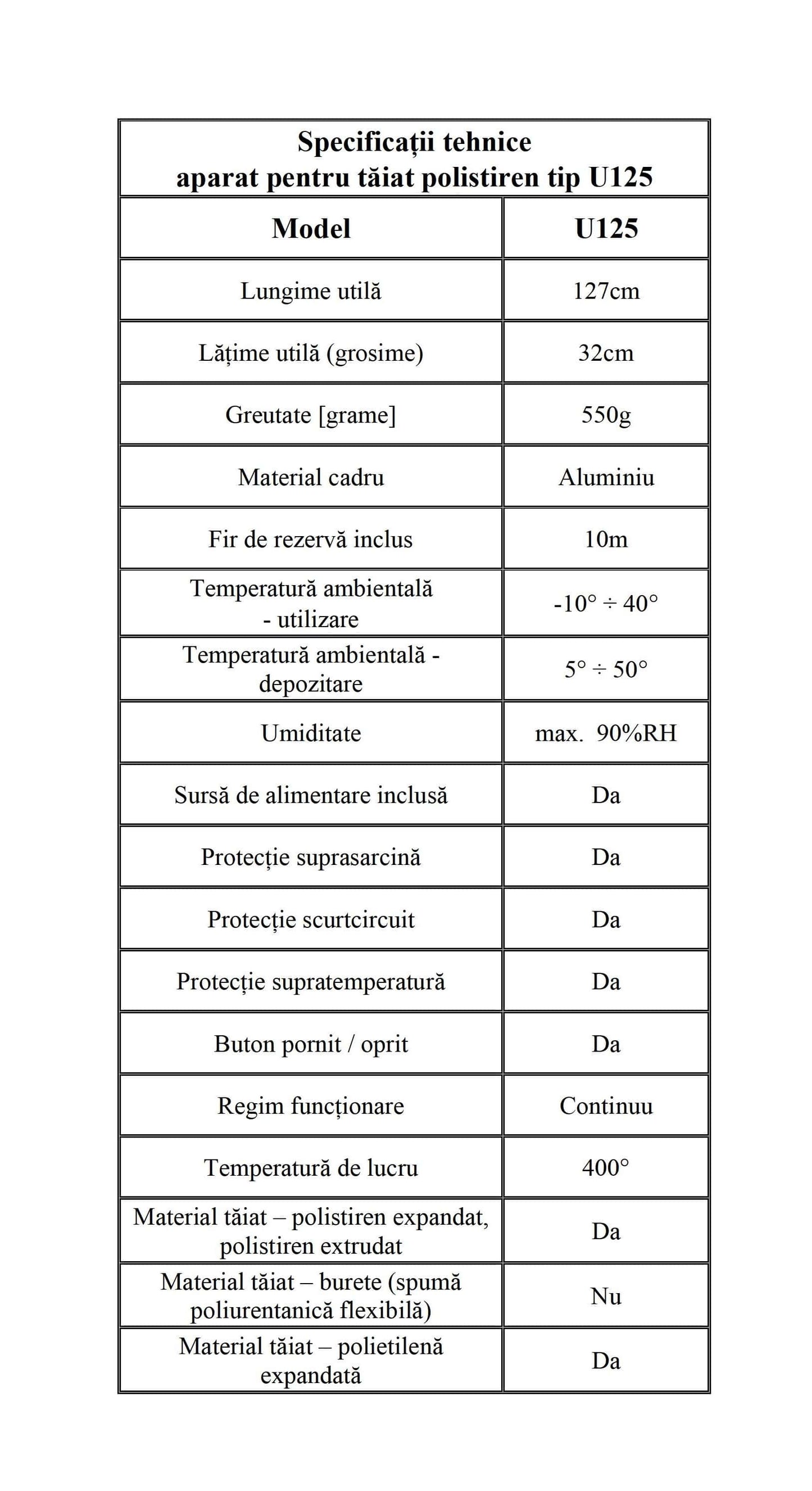 Aparat pentru tăiat polistiren cu fir cald, 125 cm