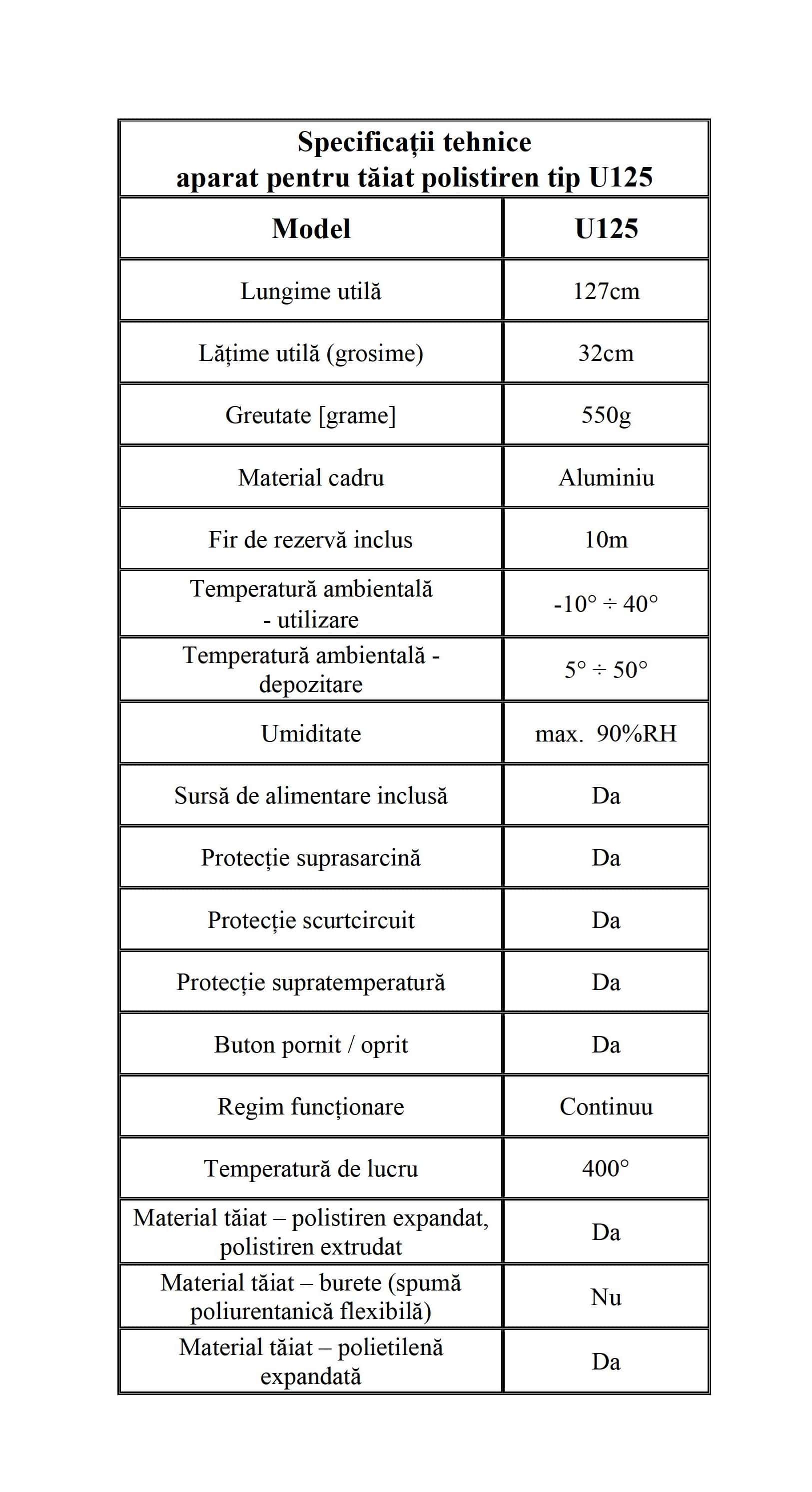 Aparat pentru tăiat polistiren cu fir cald, 125 cm