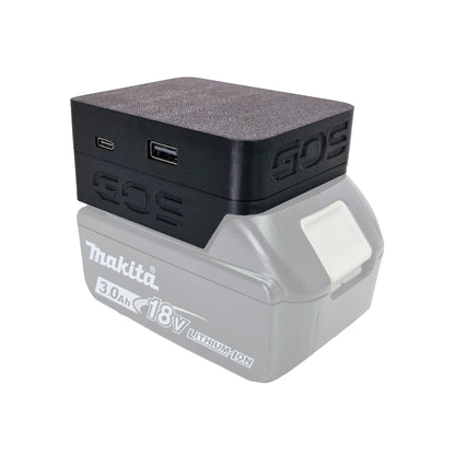 Adaptor powerbank compatibil cu acumulator Makita 18V, cu ieșiri USB-A și USB-C