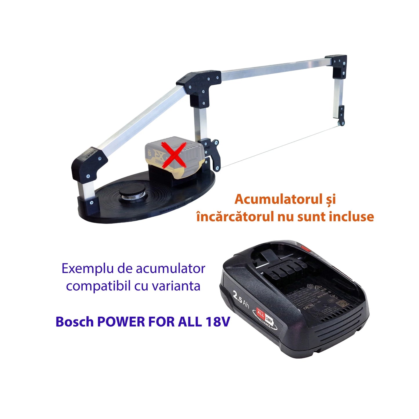 Variantă compatibilă cu acumulator Bosch POWER FOR ALL 18V