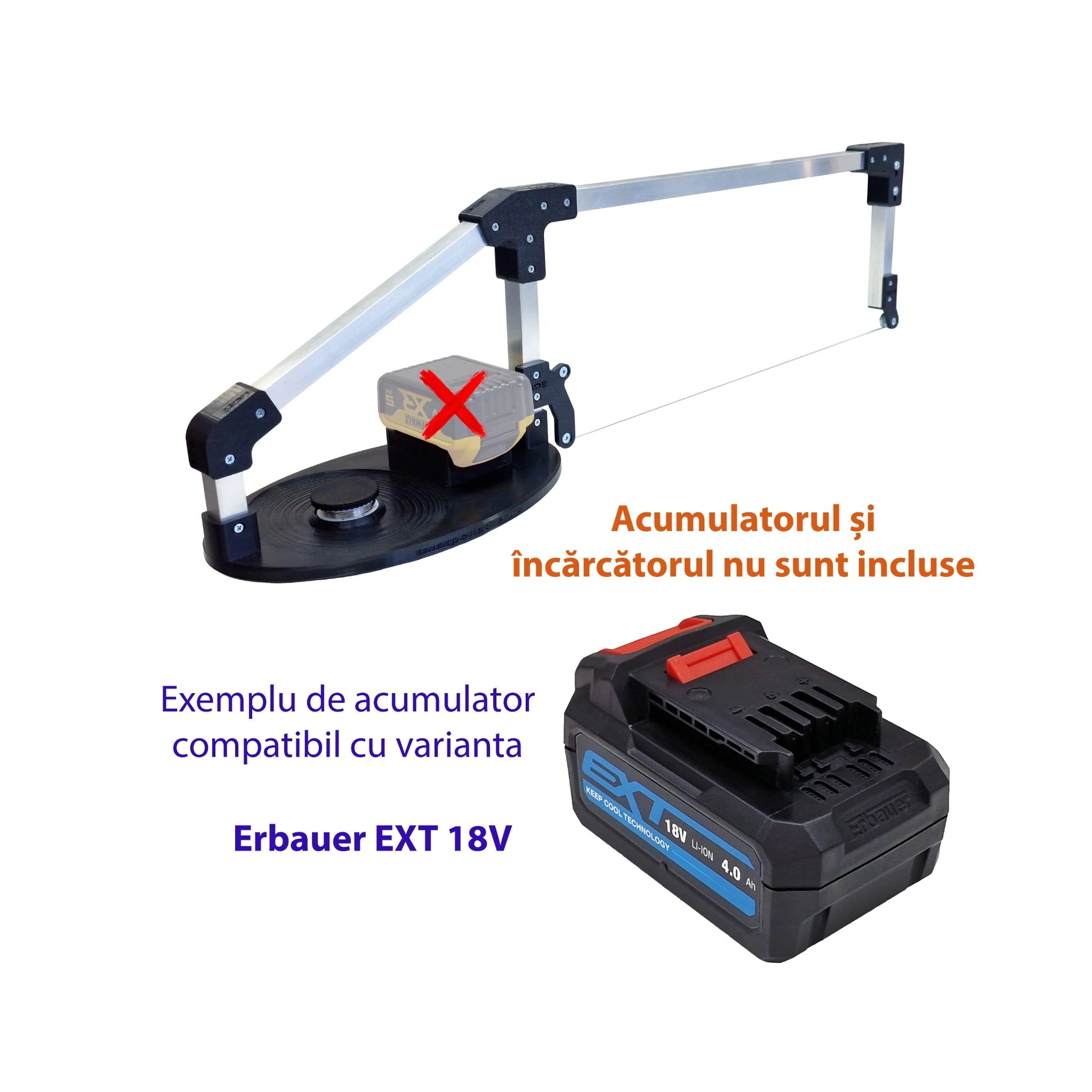 Variantă compatibilă cu acumulator Erbauer EXT 18V
